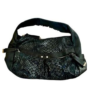 B. MAKOWSKY black snake print leather bucket bag